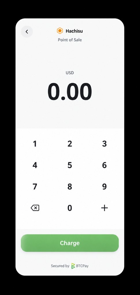 Hachisu Point of Sale charge screen